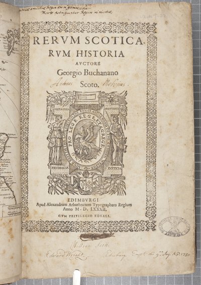 Strona tytułowa Rerum Scoticarum Historia, autorstwa George