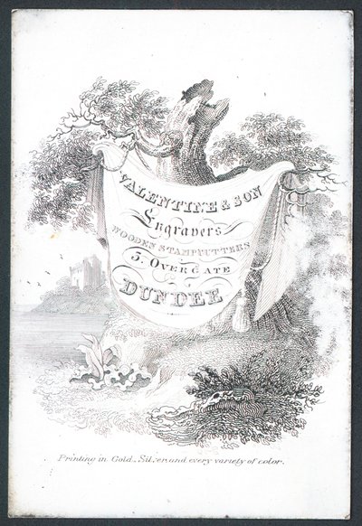 Valentine & Son, grawerki i drewniane stemple, karta handlowa autorstwa Scottish School