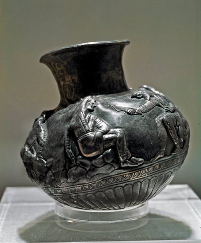 Art Scythe (cywilizacja scytycka lub Scytia): srebrna rytualna waza z VII-VI wieku p.n.e. Ermitaż, Sankt Petersburg autorstwa Scythian