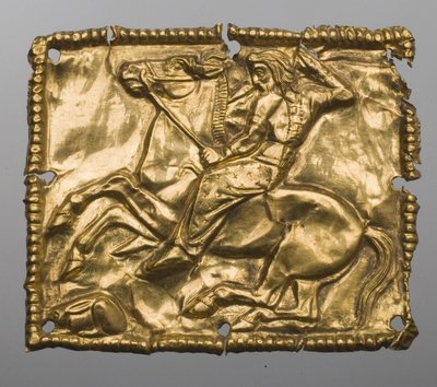 Art des steppes - Sztuka Scytów: Tablica przedstawiająca scenę polowania. Złoto, wymiary : 5,2x4,2, V-IV wpne, Państwowy Ermitaż, Sankt Petersburg autorstwa Scythian