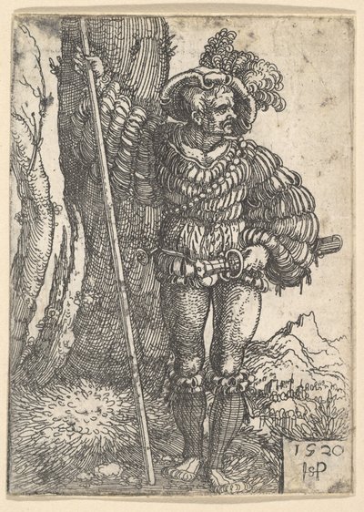 Lansquenet stojący przy drzewie, 1520. autorstwa Sebald Beham