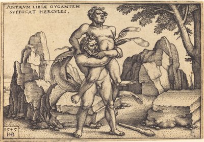 Herkules zabija Anteusza autorstwa Sebald Beham