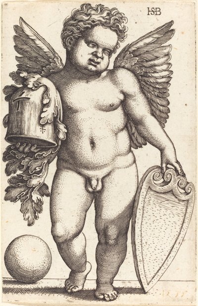Męski geniusz trzymający herb autorstwa Sebald Beham