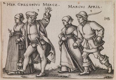„Marzec i kwiecień” z cyklu „Uczta chłopska czyli dwanaście miesięcy” autorstwa Sebald Beham