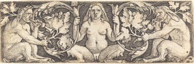 Ornament z trzema satyrami autorstwa Sebald Beham