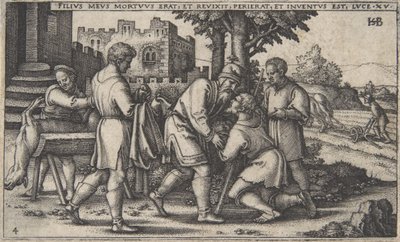 Powrót syna marnotrawnego, z Historii syna marnotrawnego, ca. 1540., autorstwa Sebald Beham