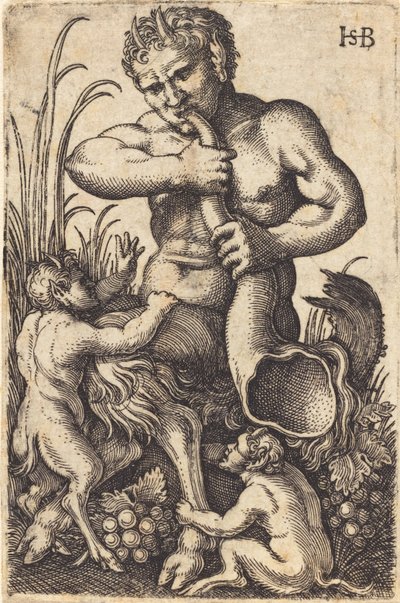 Satyr dmuchający w róg autorstwa Sebald Beham