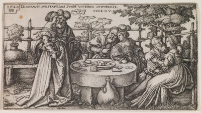 Syn marnotrawny marnuje swój majątek, z serii „Historia syna marnotrawnego” autorstwa Sebald Beham