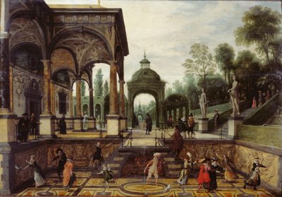 Ogród włoski z galerią i figurami, pierwsza tercja XVII wieku.. autorstwa Sebastiaen Vrancx