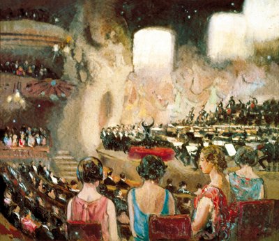 Orkiestra Pau Casalsa w Katalońskim Pałacu Muzycznym w Barcelonie, XX (olej na płótnie) autorstwa Sebastian Junyent i Sans
