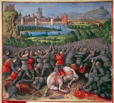 Bitwa podczas Pierwszej Krucjaty Krucjaty Ludowej, 1096-1099, c1490 autorstwa Sebastian Marmoret