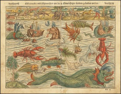 Wydanie Chart of Sea Monsters Sebastiana Münstera z 1570 r. autorstwa Sebastian Munster