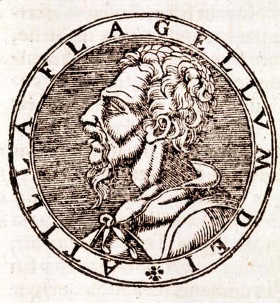 Attila - w "Kosmografii" Sebastiana Munstera autorstwa Sebastian Munster