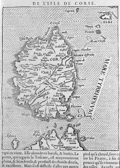 Korsyka po „Cosmographia Universalis” Sebastiana Munstera. Bazylea 1558 autorstwa Sebastian Munster