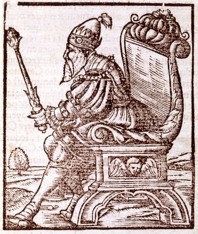 Qubilai (Kubilai Khan, pierwszy cesarz mongolskiej dynastii Yuan (1215-1294) - w „Kosmosografii” S. Munstera. Paryż autorstwa Sebastian Munster