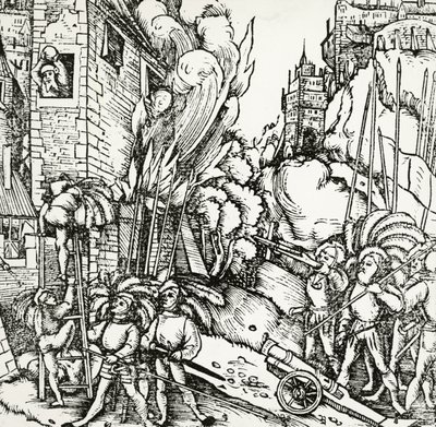 Oblężenie Kartaginy, rycina zaczerpnięta z Universalis Cosmographia (Kosmologia Uniwersalna) autorstwa Sebastiana Munstera (1488-1552). Niemcy autorstwa Sebastian Munster