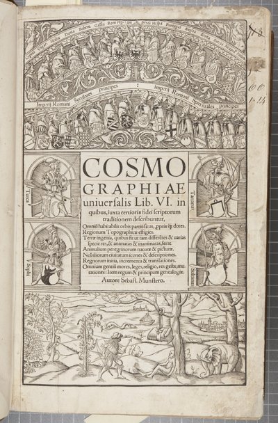 Strona tytułowa Kosmografii, 1544 autorstwa Sebastian Munster