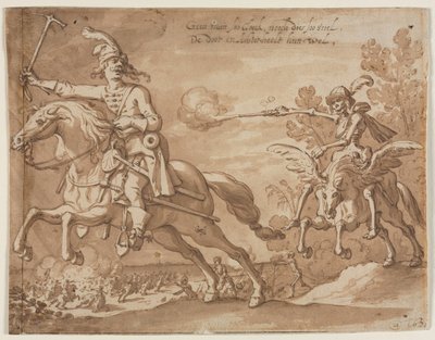 Śmierć na koniu w pogoni za latającym rycerzem, 1631. autorstwa Sebastian Vrancx