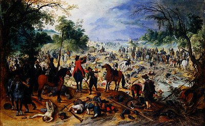 Żołnierze zasadzający konwój (olej na dębie) autorstwa Sebastian Vrancx