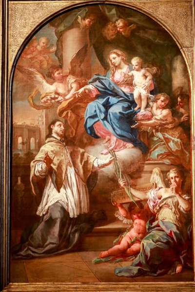 Dziewica z Dzieciątkiem ze św. Janem Nepomucenem, przed 1732, olej na płótnie autorstwa Sebastiano Conca