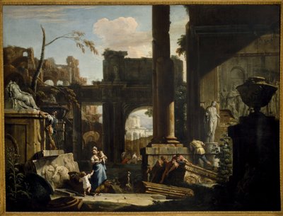 Perspektywa ruin z figurami, lata 20. XVIII w. autorstwa Sebastiano Ricci