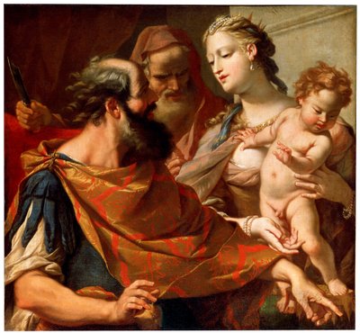 Dziecko Mojżesza depczące koronę faraonów, c1685-c1687 autorstwa Sebastiano Ricci