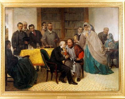 Spotkanie Giuseppe Garibaldiego (1807-1882) i Alessandro Manzoniego (1785-1873) autorstwa Sebastiano de Albertis