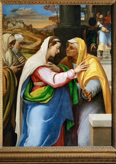 Nawiedzenie - nawiedzenie, Maryja Panna nawiedza świętą Elżbietę ... autorstwa Sebastiano del (c.1485 1547) Piombo