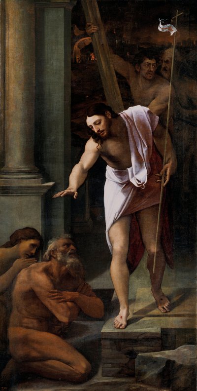 ""Christ aux limbes"" (Christ in Limbo) Peinture de Sebastiano del Piombo (1485-1547) 1516 Dim 226x114 cm Muzeum Prado, Madryt autorstwa Sebastiano del (c.1485 1547) Piombo