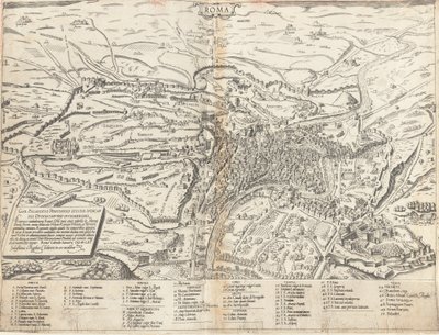 Mapa topograficzna współczesnego Rzymu autorstwa Sebastiano di Re after Giovanni Antonio Dosio