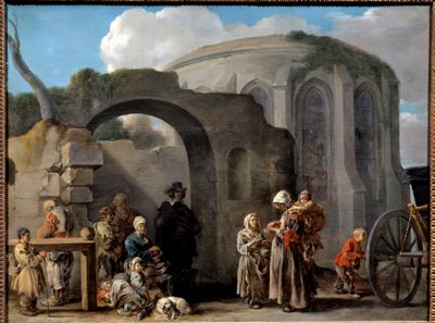 Les beggars Obraz Sebastiena Bourdona (1616-1671) XVII w. Nd. 0,49x0,65m² autorstwa Sébastien Bourdon