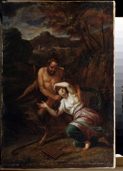 "Pan et la nymphe Syrinx" (Pan i nimfa Syrinx) Obraz Sebastiena Bourdona (1616-1671) XVII-wieczny Skansen Pałac Gatchina, Sankt Petersburg autorstwa Sébastien Bourdon