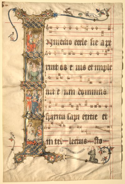 Kartka z Graduału Wettingera: Historyczny inicjał I..., c1330. autorstwa Second Master of the Wettinger Gradual