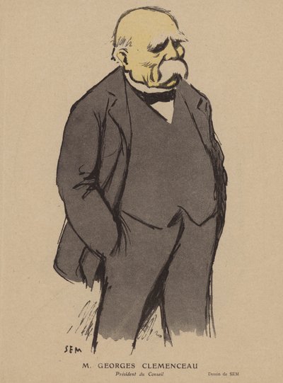 Georges Clemenceau , francuski polityk (kolor lito) autorstwa Sem