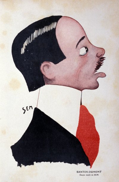 Portret Alberto Santosa-Dumonta (1873 - 1932), brazylijskiego inżyniera i aeronautyki autorstwa Sema (1863 - 1934). autorstwa Sem