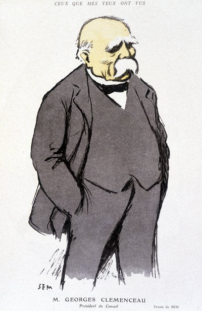 Portret Georges Clémenceau - dess. Sema (1863 - 1934), w „Fantasio” lub 1.02.1918, nr. 265 autorstwa Sem