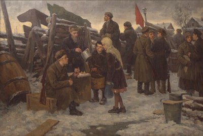 Poranek na barykadach. autorstwa Semyon Gavrilovich Nikiforov