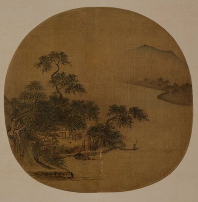 Riverside Retreat, ok. 1250 (atrament i kolor na jedwabiu) autorstwa Sen Xia