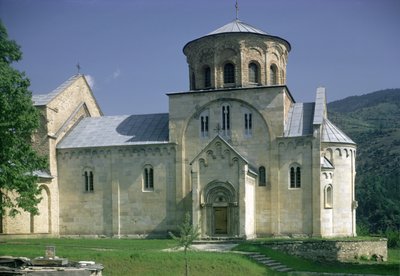 Widok południowy kościoła Sveta Bogodorica autorstwa Serbian School