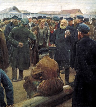 Na zebraniu gminy wiejskiej”, 1893. autorstwa Sergei Alexeevich Korovin