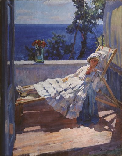 Pani na balkonie, 1916 autorstwa Sergei Arsenevich Vinogradov