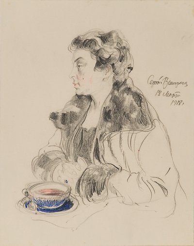 Portret Evdokii Siergiejewny Morozowej 1885-1959, 1918 autorstwa Sergei Arsenevich Vinogradov