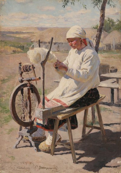Prządka, 1895 autorstwa Sergei Arsenevich Vinogradov