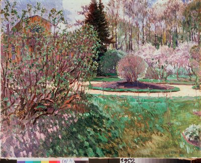 Ogród, wiosna - obraz Siergieja Arseniewicza Winogradowa (1869-1938), olej na płótnie autorstwa Sergei Arsenevich Vinogradov