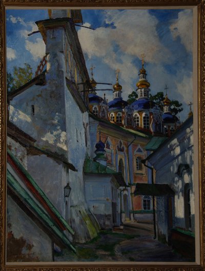 Widok klasztoru Pskovo-Pechersky, 1928 autorstwa Sergei Arsenevich Vinogradov
