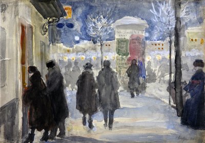 „Widok ulicy w Moskwie, Rosja” (Moskwa Ulica) Akwarela Siergieja Winogradowa (1869-1938) - 1922 - Kolekcja prywatna autorstwa Sergei Arsenevich Vinogradov