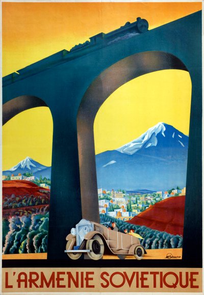 Radziecki plakat z Armenii firmy Intourist, 1935 autorstwa Sergei Dmitrievich Igumnov