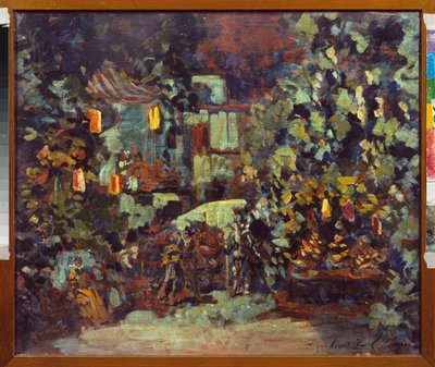 Dekoracja przygotowawcza do opery Don Kichot Julesa Masseneta (1842-1912) - Scenografia do opery Don Kichot Julesa Masseneta - Obraz Siergieja Iwanowicza Pietrowa (1881-1936), olej na płótnie - Rosyjska sztuka scenograficzna - Państwowy Centralny M Glinka  autorstwa Sergei Ivanovich Petrov