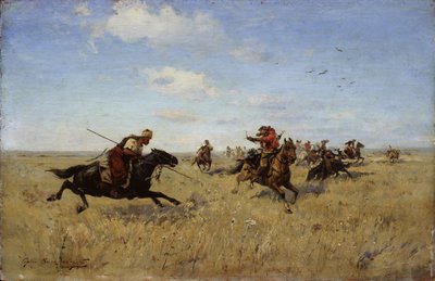 Walka między Kozakami Dniepru i Tatarami, 1892 autorstwa Sergei Ivanovich Vasilkovsky