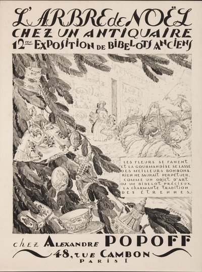 Choinka u antykwariusza, 12. wystawa w Alexandre Popoff, 1933 autorstwa Sergei Vasilevich Chekhonin